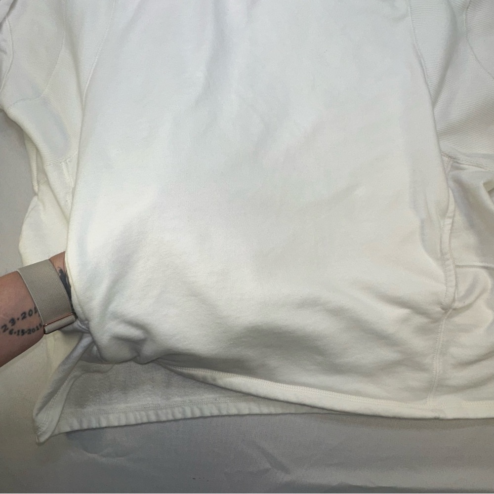 FP Movement Free People White French Terry V-Neck Oversized Polo Sweatshirt Lg - Picture 5 of 15